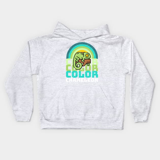 Color Color Color Chameleon Vintage Rainbow Kids Hoodie by DetourShirts